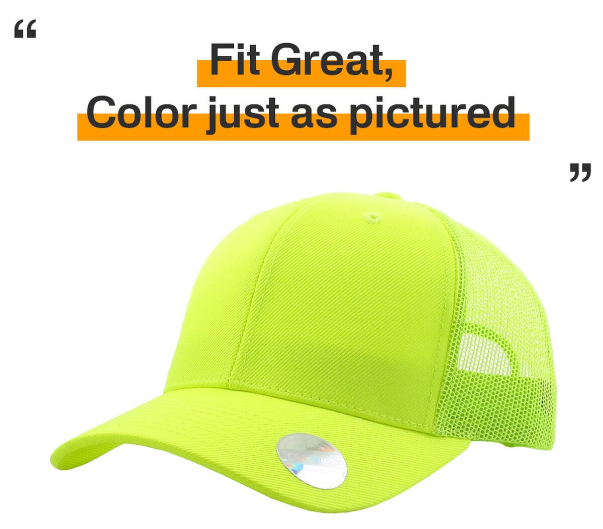 Neon Lime Classic 6 Panel Trucker Mesh Snapback Side View Fit Great